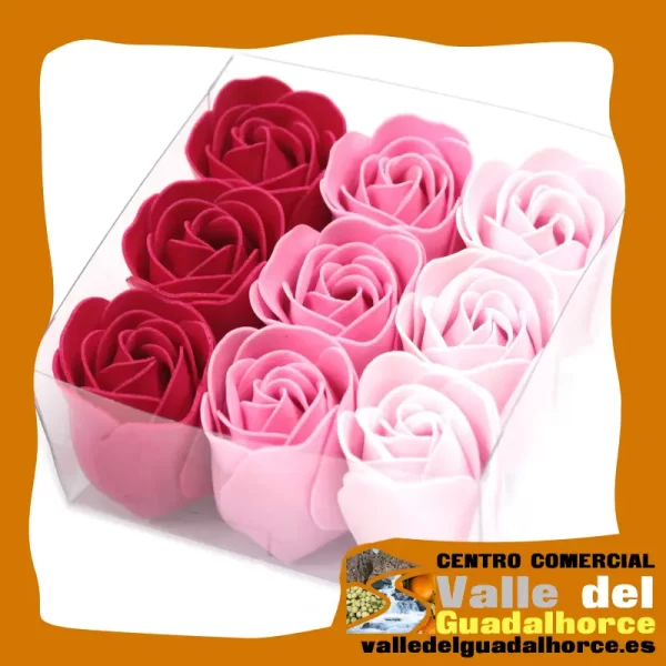Set de 9 flores de Jabón - rosas color rosa